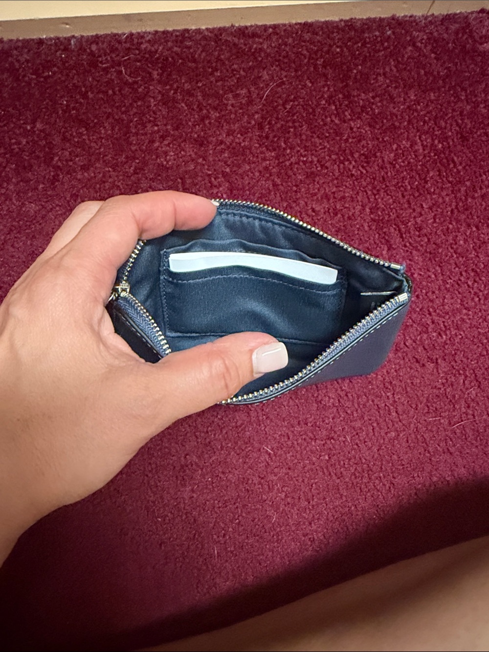 Coach Navy Blue Pebbled Leather Wristlet - Picture 3 of 4